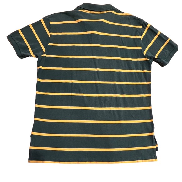 Polo Ralph Lauren Green Yellow Stripe Orange Pony Polo Shirt 100% Cotton Size XL - Picture 4 of 6